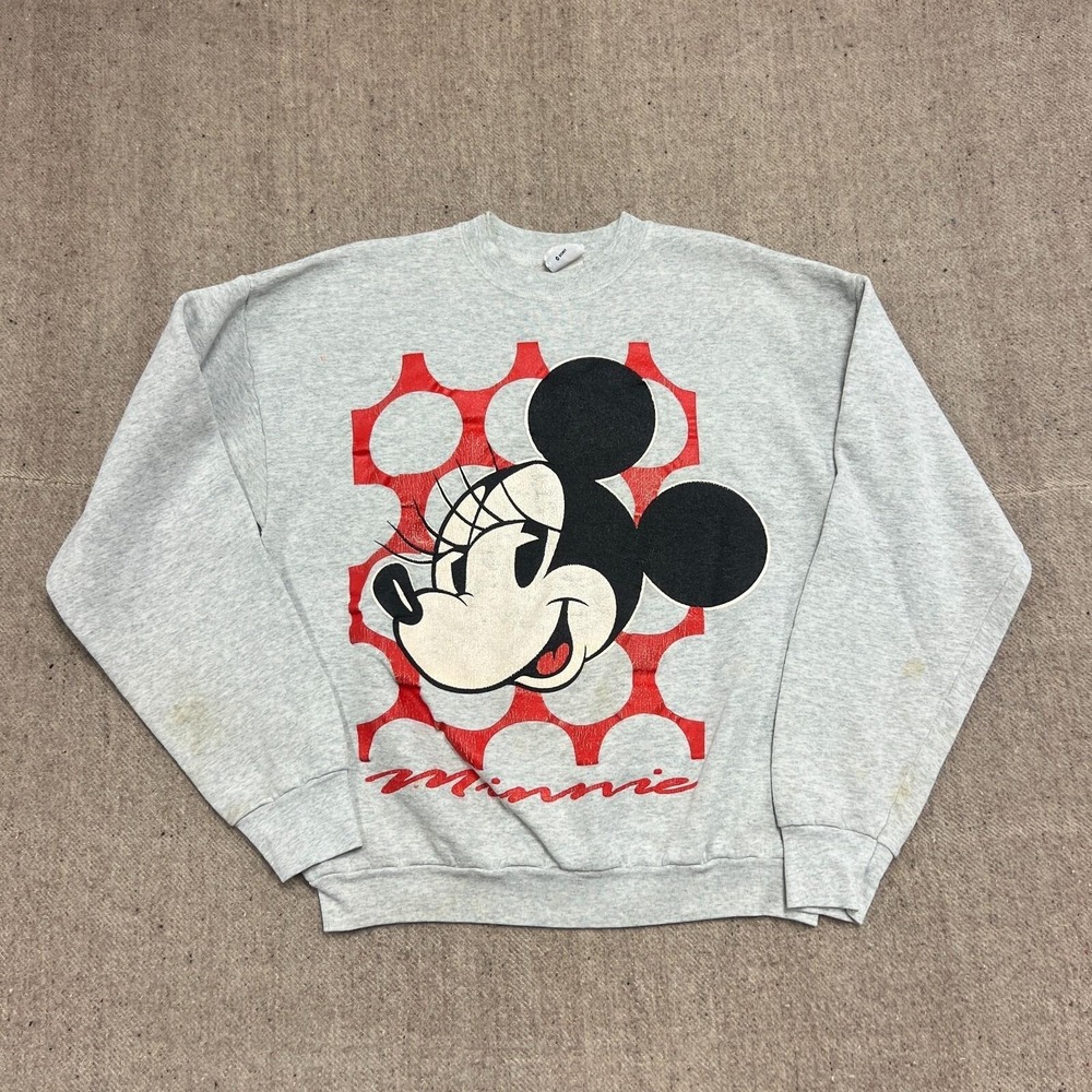 Vintage Minnie Mouse Sweatshirt Mens Large Gray 1990s Disney